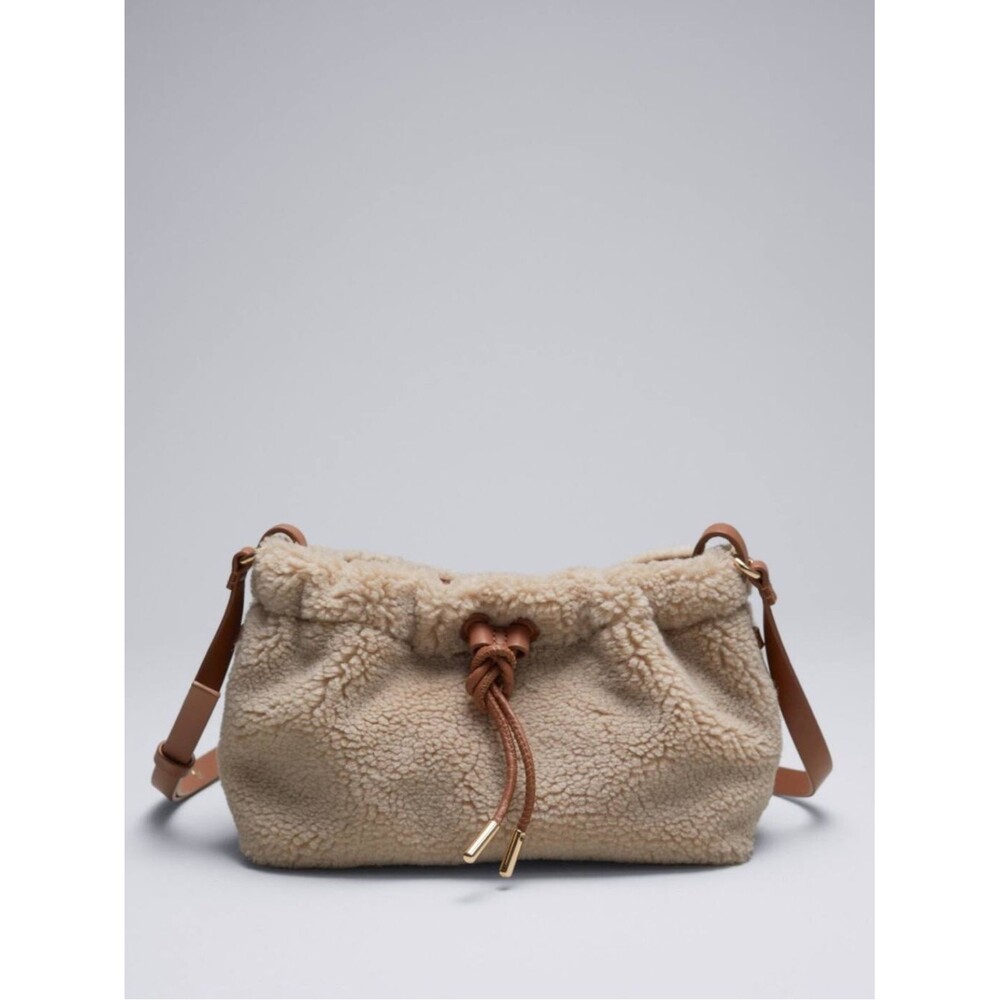 & other stories FLEECE BAG WITH LEATHER TRIM